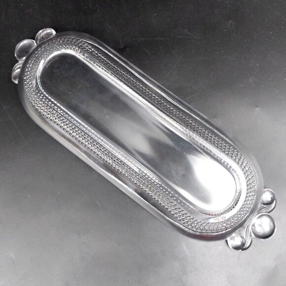 Vintage Duncan Miller Clear Glass Serving Tray With Decorative Handles - Picture 3 of 7